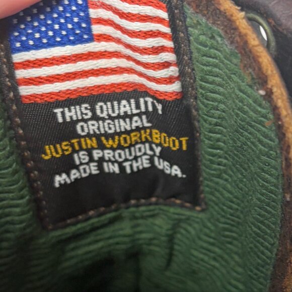 Justin work boots 761 brown leather kiltie lace up 9.5D - Picture 8 of 11